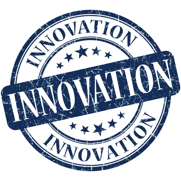 Innovation grunge runda blå stämpel — Stockfoto