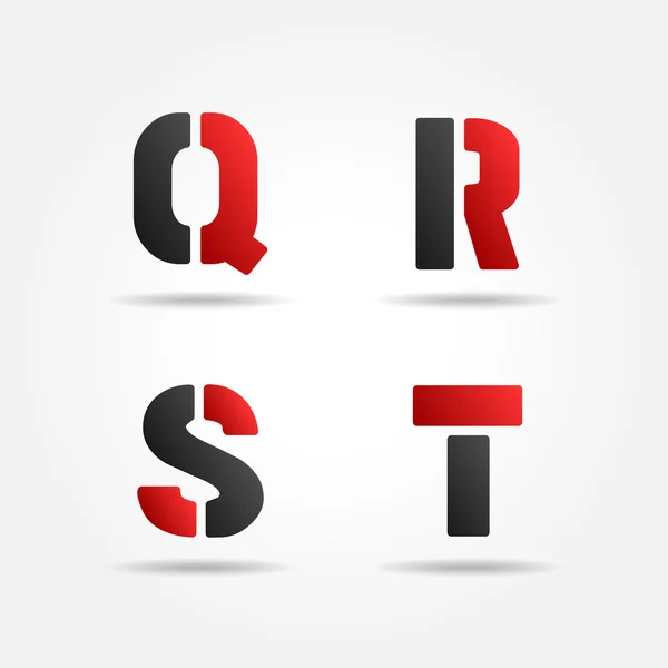 Qrst rode stencil brieven — Stockvector