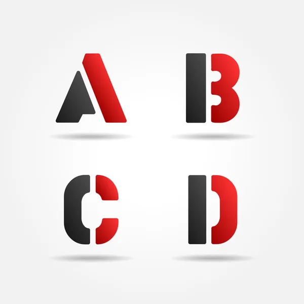 Abcd letras estêncil vermelho — Vetor de Stock