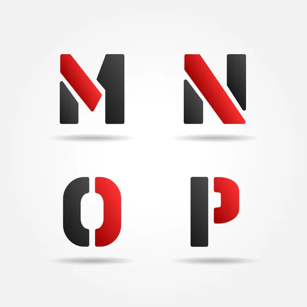 Lettere stencil rosso mnop — Vettoriale Stock