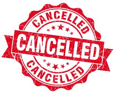 Cancelled grunge round red seal clipart