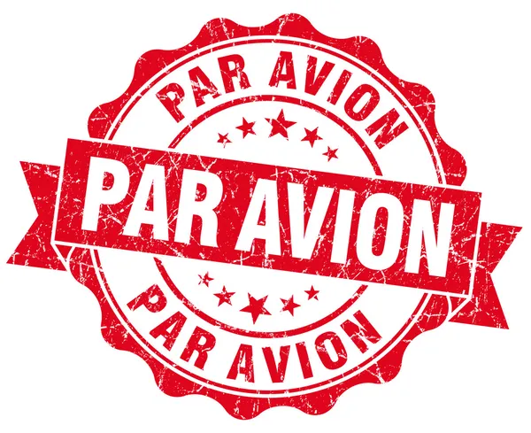 Par avion grunge round red seal — Stock Photo, Image