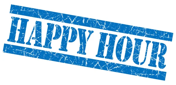 Happy hour grunge blue stamp — Stock Photo, Image