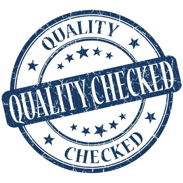 Quality checked grunge blue round stamp — Stock Photo, Image