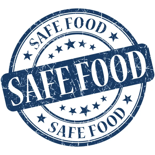Säkra livsmedel grunge blå rund stämpel — Stockfoto