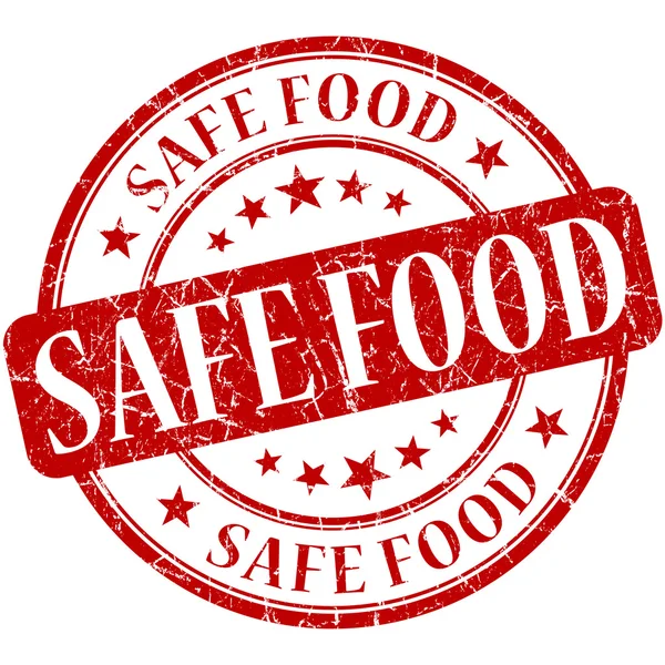 Güvenli gıda grunge kırmızı yuvarlak damga — Stok fotoğraf