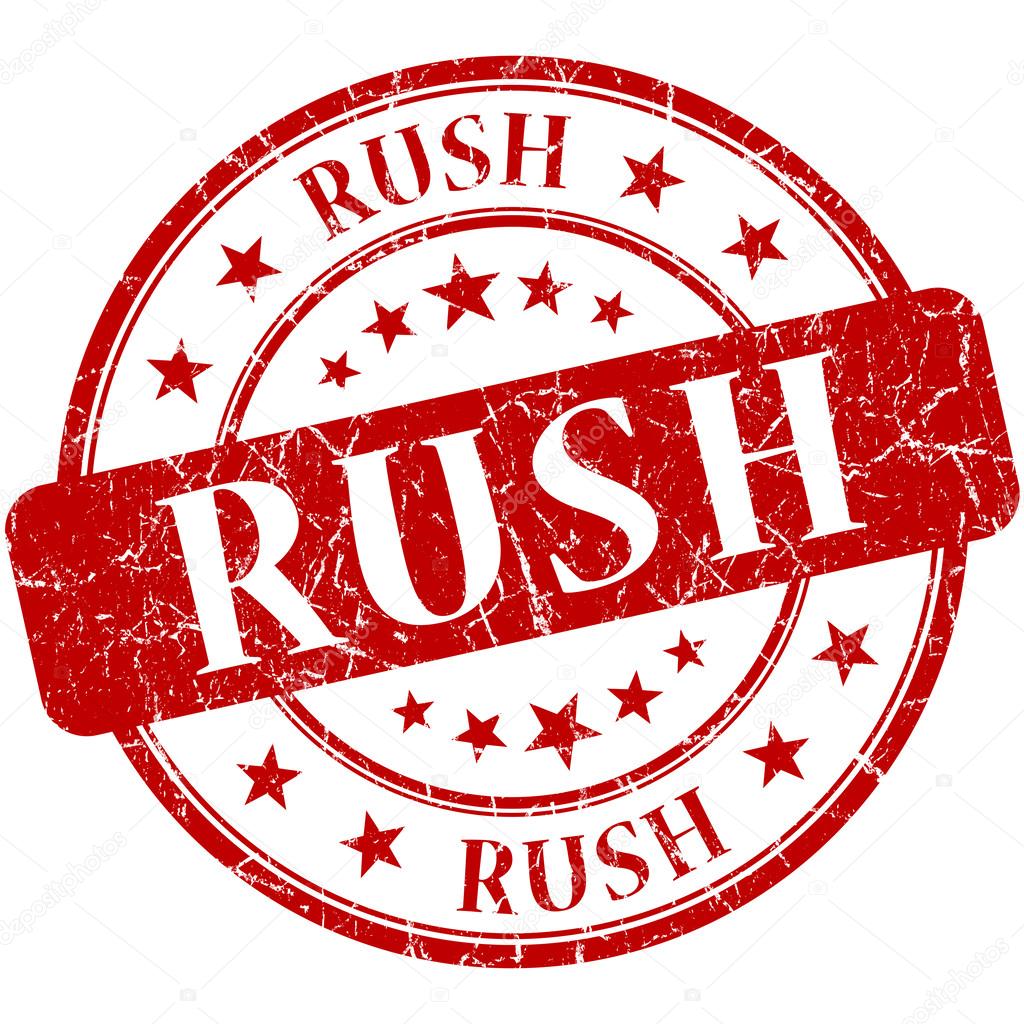 Rush grunge red round stamp