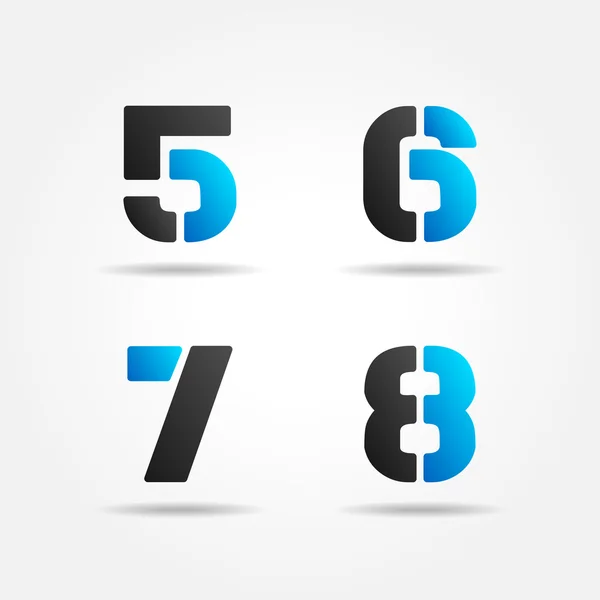 5678 3d blue stencil numbers — Stock Vector