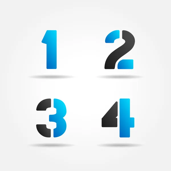 1234 3D-blauwe stencil nummers — Stockvector