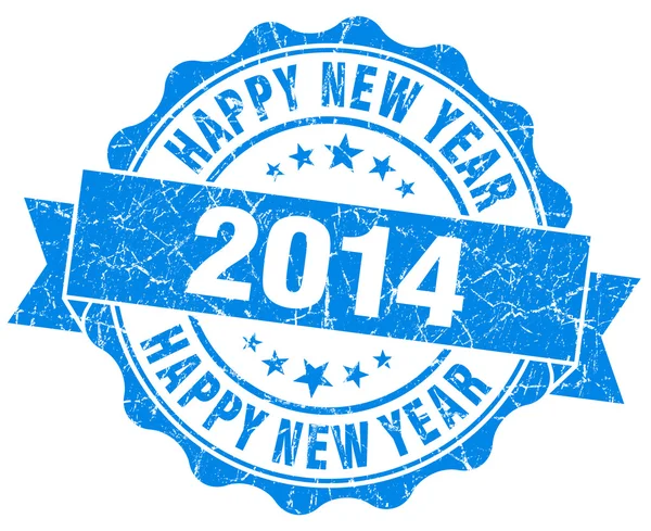 Happy new year 2014 grunge blue stamp — Stock Photo, Image