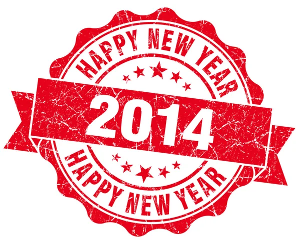 Happy new year 2014 grunge red stamp — Stock Photo, Image