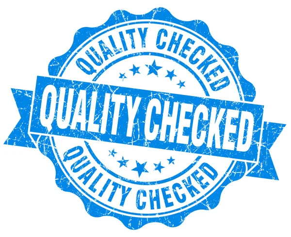 Quality checked grunge blue vintage round isolated seal — Stock Photo, Image