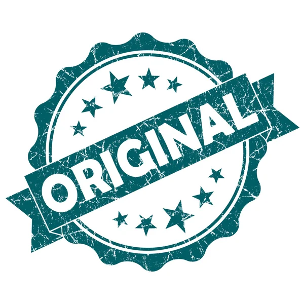Original turquesa vintage redondo grunge selo isolado no fundo branco — Fotografia de Stock