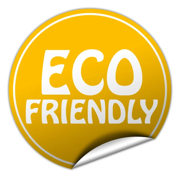 Autocollant ECO FRIENDLY rond jaune sur fond blanc — Photo