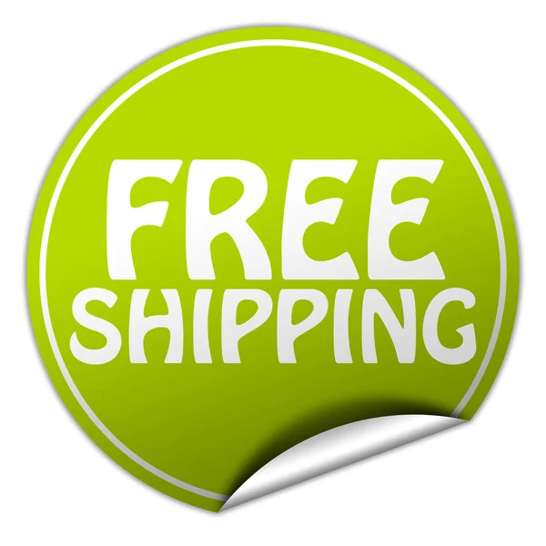Free shipping round green sticker on white background — Stock Photo, Image