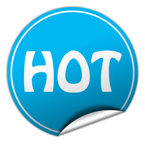 Hot round blue sticker on white background — Stock Photo, Image