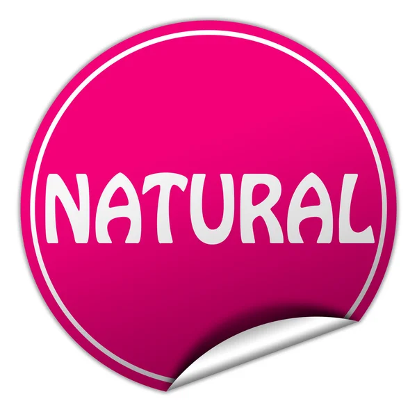 Natural round pink sticker on white background — Stock Photo, Image