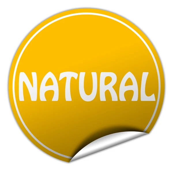 Natural round yellow sticker on white background — Stock Photo, Image