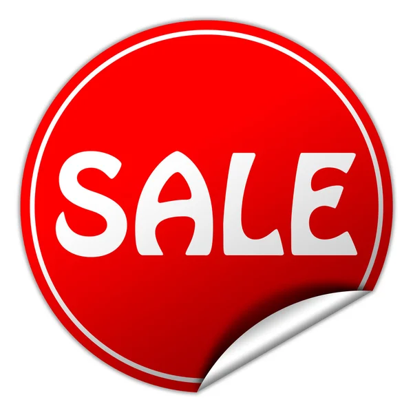 Sale round red sticker on white background — Stock Photo, Image