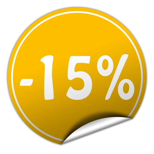 Discount round yellow sticker on white background — Stock Photo, Image