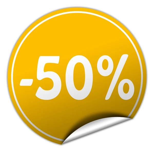 Discount round yellow sticker on white background — Stock Photo, Image