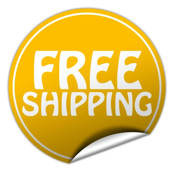 Free shipping round yellow sticker on white background — Stock Photo, Image