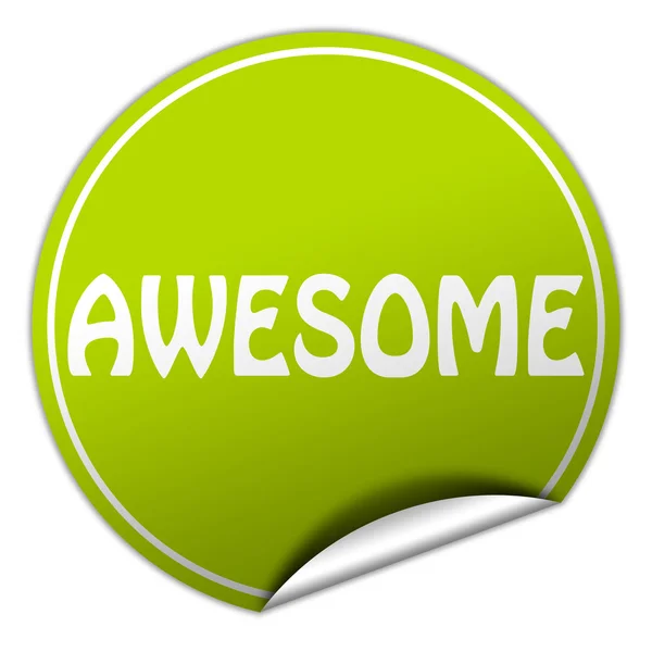 AWESOME round green sticker on white background — Stock Photo, Image