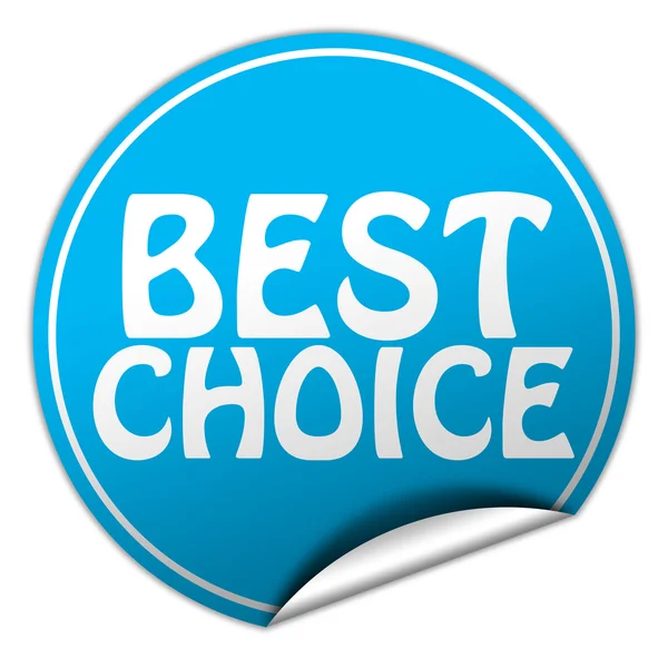 Melhor escolha rodada adesivo azul no fundo branco — Fotografia de Stock