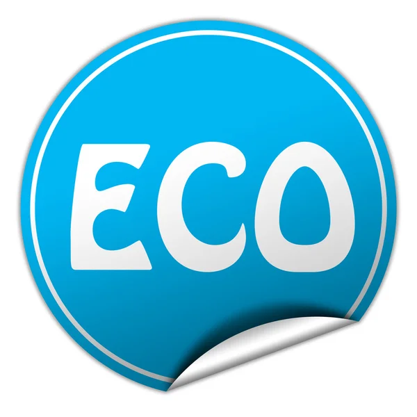 Eco ronde blauwe sticker op witte achtergrond — Stockfoto