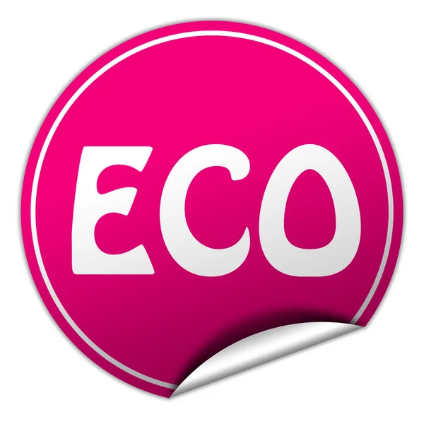 Eco στρογγυλό ροζ αυτοκόλλητο, σε άσπρο φόντο — Φωτογραφία Αρχείου