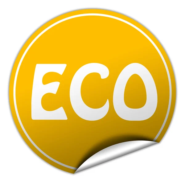 ECO round yellow sticker on white background — Stock Photo, Image