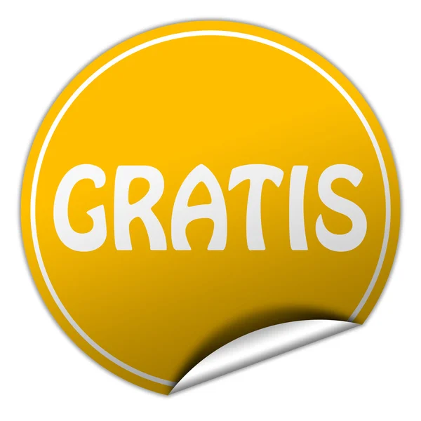 Gratis round yellow sticker on white background — Stock Photo, Image