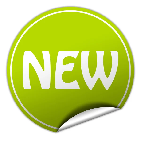 Stiker round green baru di latar belakang putih — Stok Foto