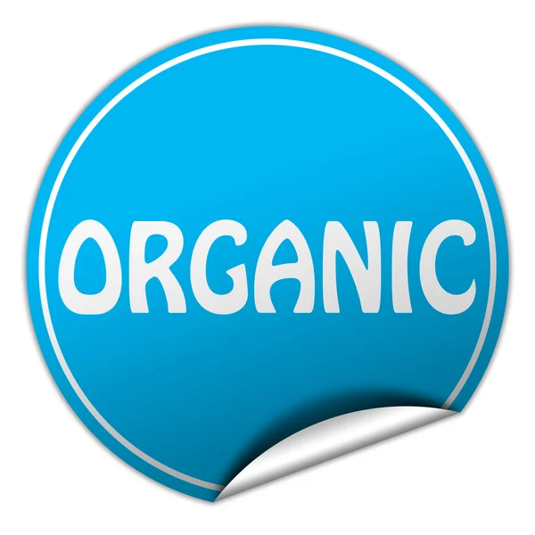 Organic round blue sticker on white background — Stock Photo, Image