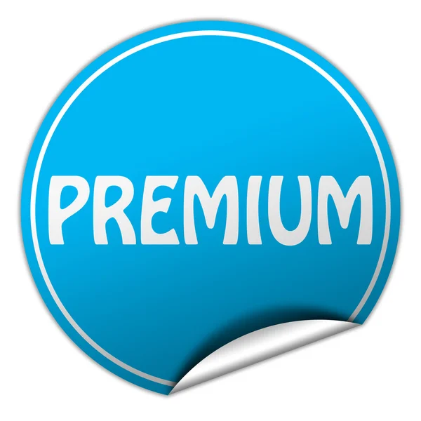 Premium round blue sticker on white background — Stock Photo, Image