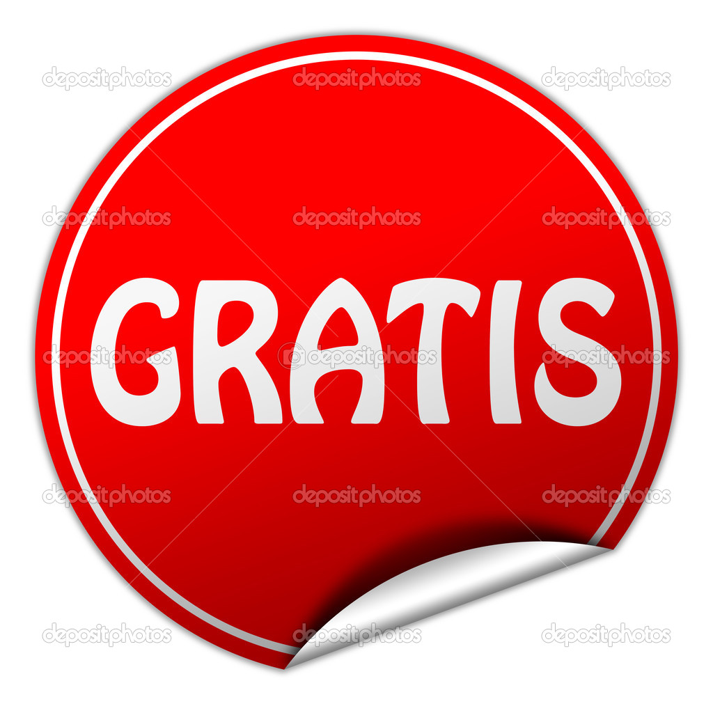 gratis round red sticker on white background