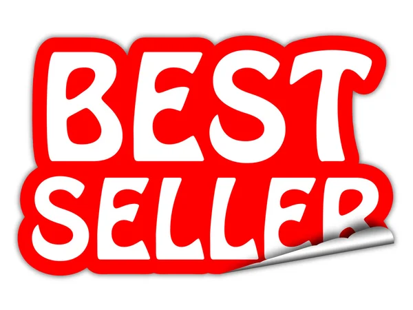 Bestseller adesivo vermelho isolado no fundo branco — Fotografia de Stock