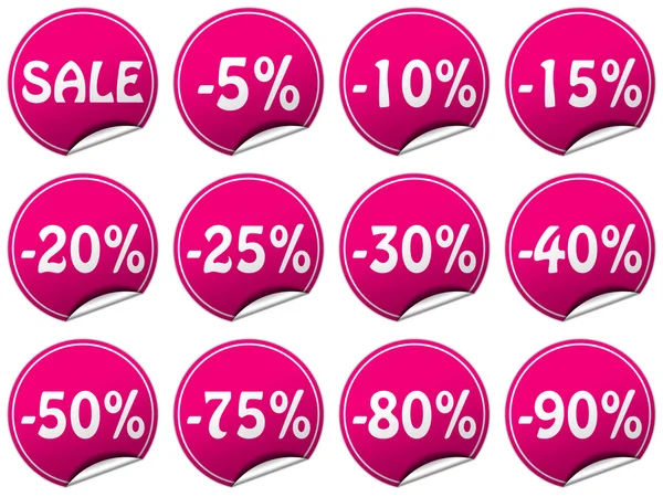Sale pink round stickers set on white background — Stock Photo, Image