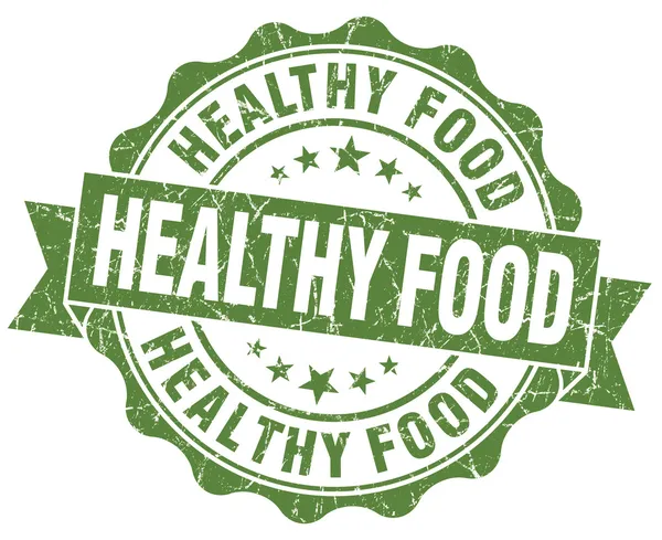 Selo de grunge verde de alimentos saudáveis isolado em fundo branco — Fotografia de Stock