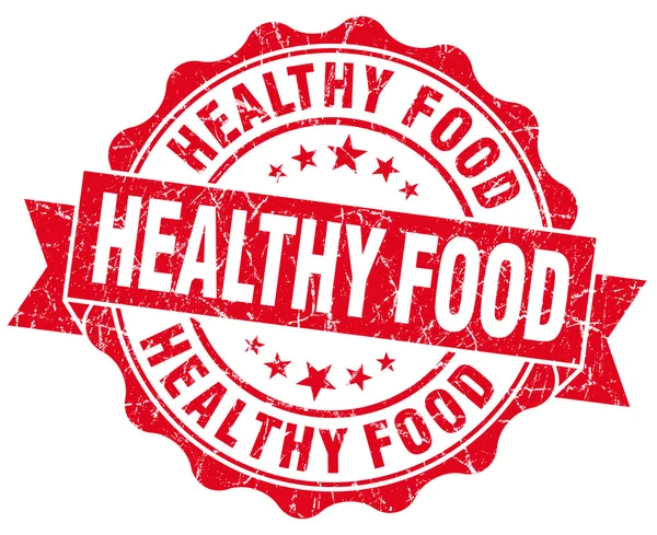 Zdravé potraviny červená grunge pečeť izolovaných na bílém pozadí — Stock fotografie