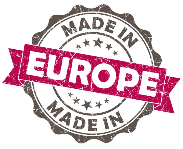 Made in europe joint grunge rose isolé sur fond blanc — Photo