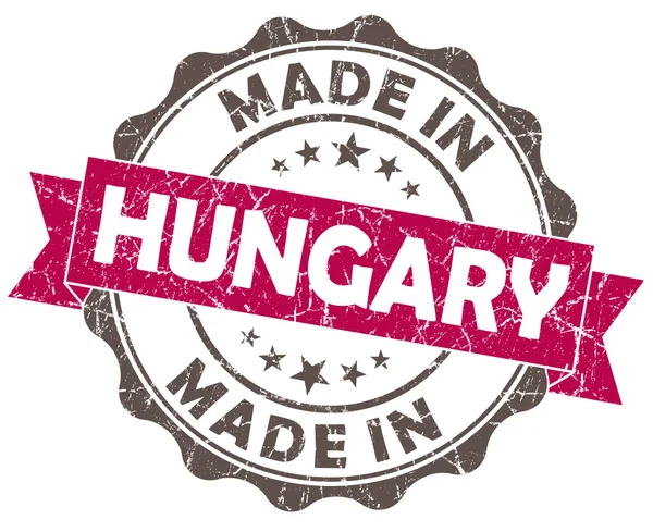 Aus ungarischem rosa Grunge-Siegel isoliert auf weißem Hintergrund — Stockfoto
