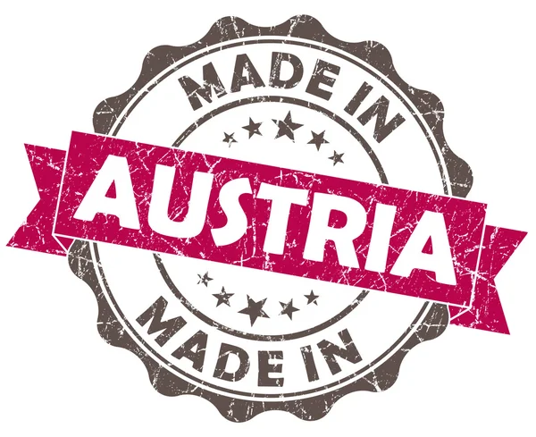 Made in austria pink grunge seal isolated on white background — Stock Photo, Image