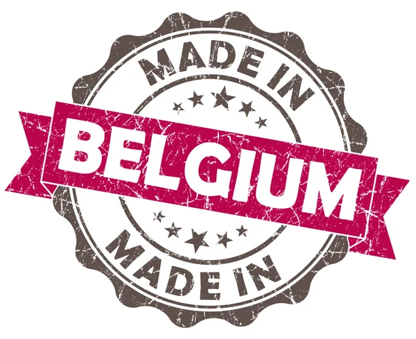 Made in belgium pink grunge seal isolated on white background — Stock Photo, Image