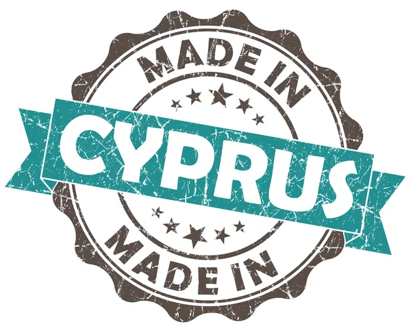 Gemaakt in cyprus turquoise grunge zegel geïsoleerd op witte achtergrond — Stockfoto