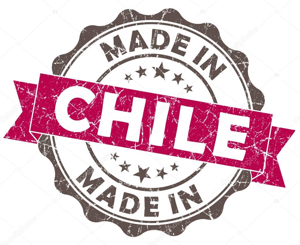 made in chile pink grunge seal isolated on white background