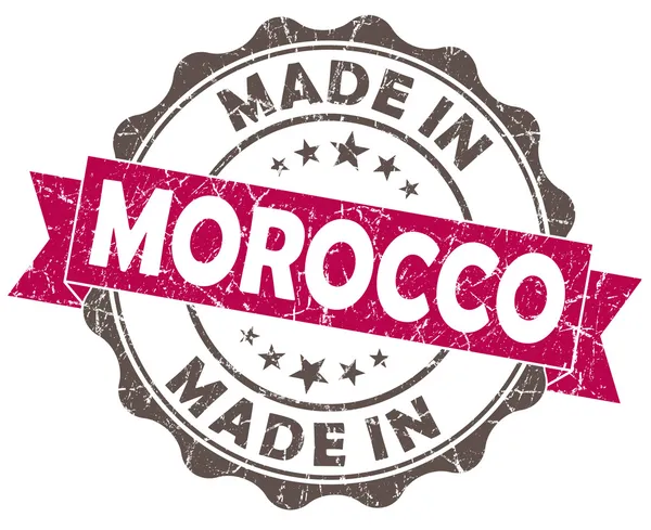 Realizzato in marocco rosa grunge seal isolato su fondo bianco — Foto Stock
