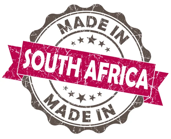 Fabriqué en Afrique du Sud phoque grunge rose isolé sur fond blanc — Photo