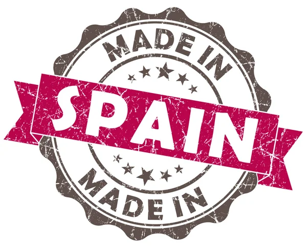 Tillverkad i Spanien rosa grunge förseglar isoleras på vit bakgrund — Stockfoto