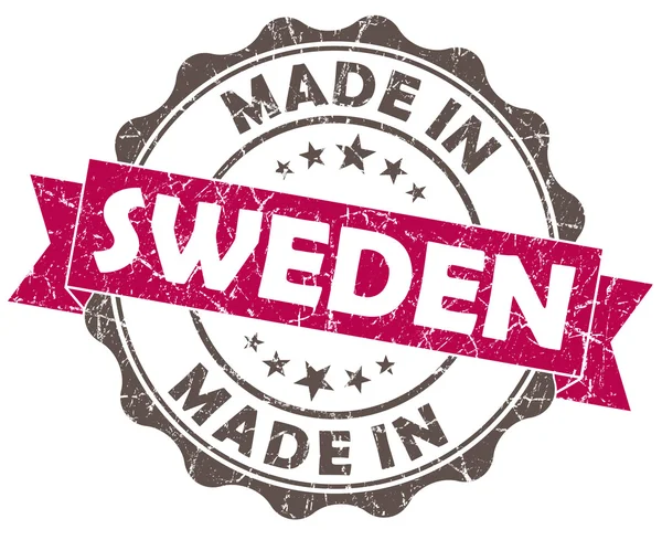 Made in sweden pink grunge seal isolated on white background — Stock Photo, Image